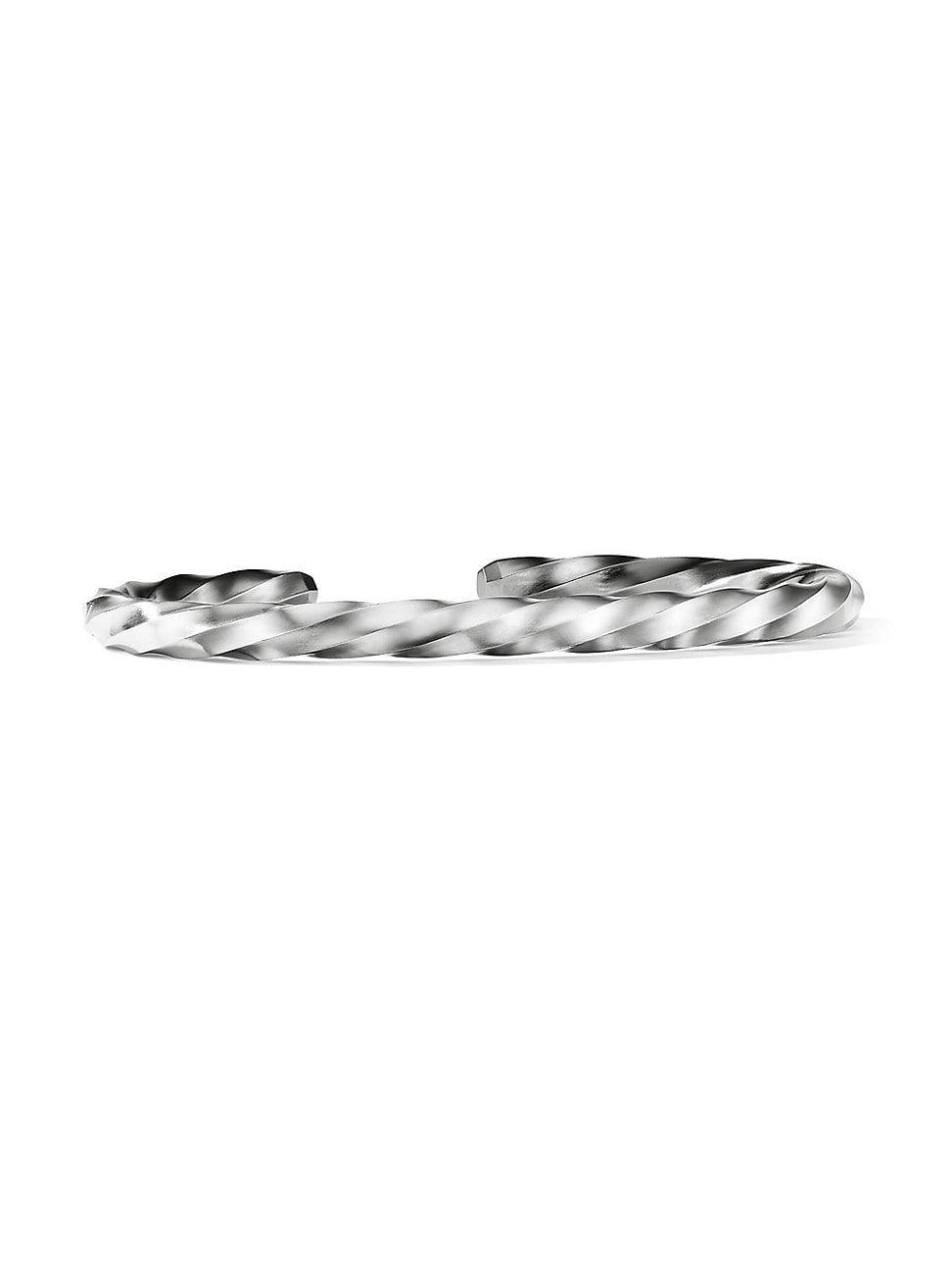 Mens Cable Edge Cuff Sterling Silver Bracelet Product Image