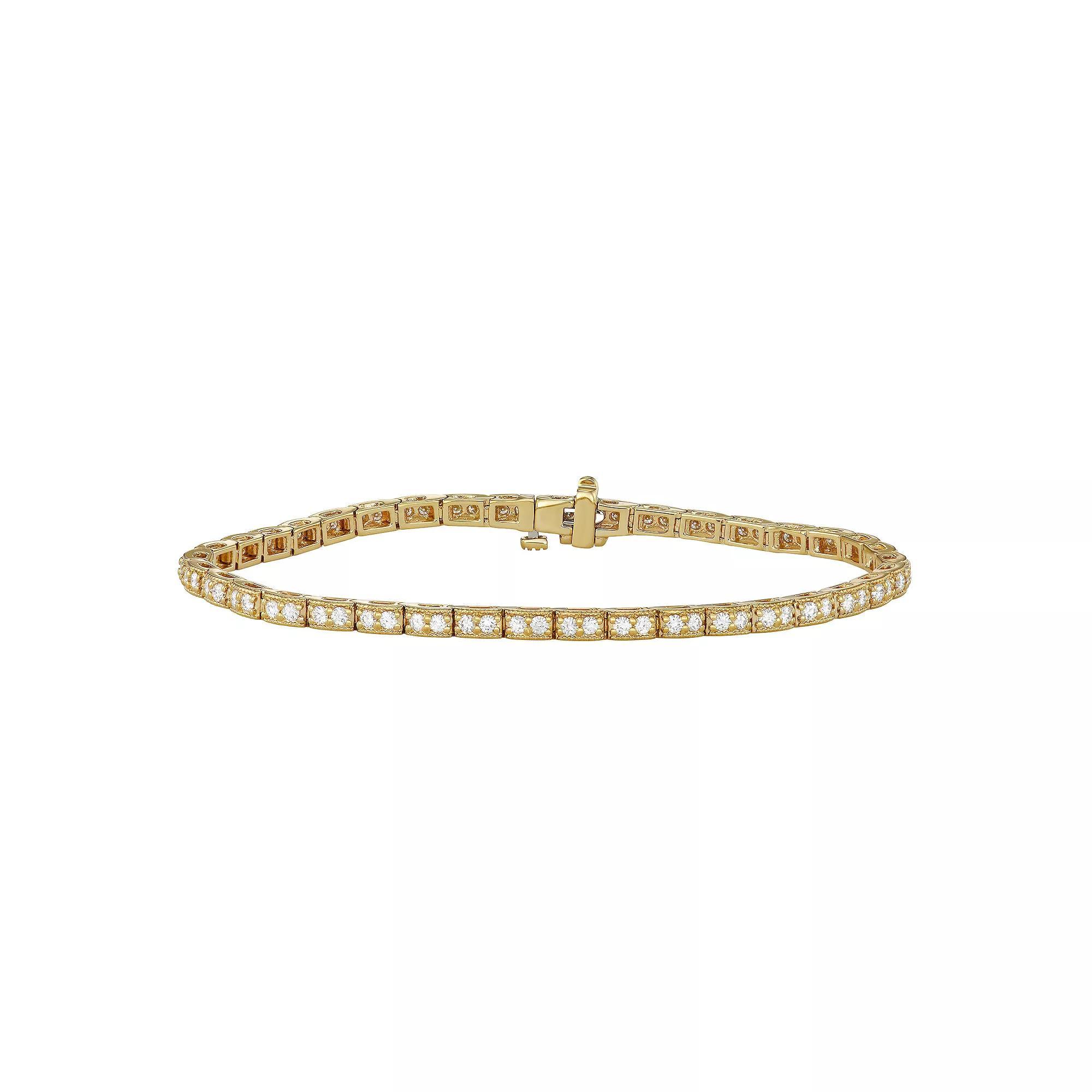 Charles & Colvard 14k Gold 1 3/4 Carat T.W. Lab-Created Moissanite Bracelet, Women's, Size: 7" Product Image