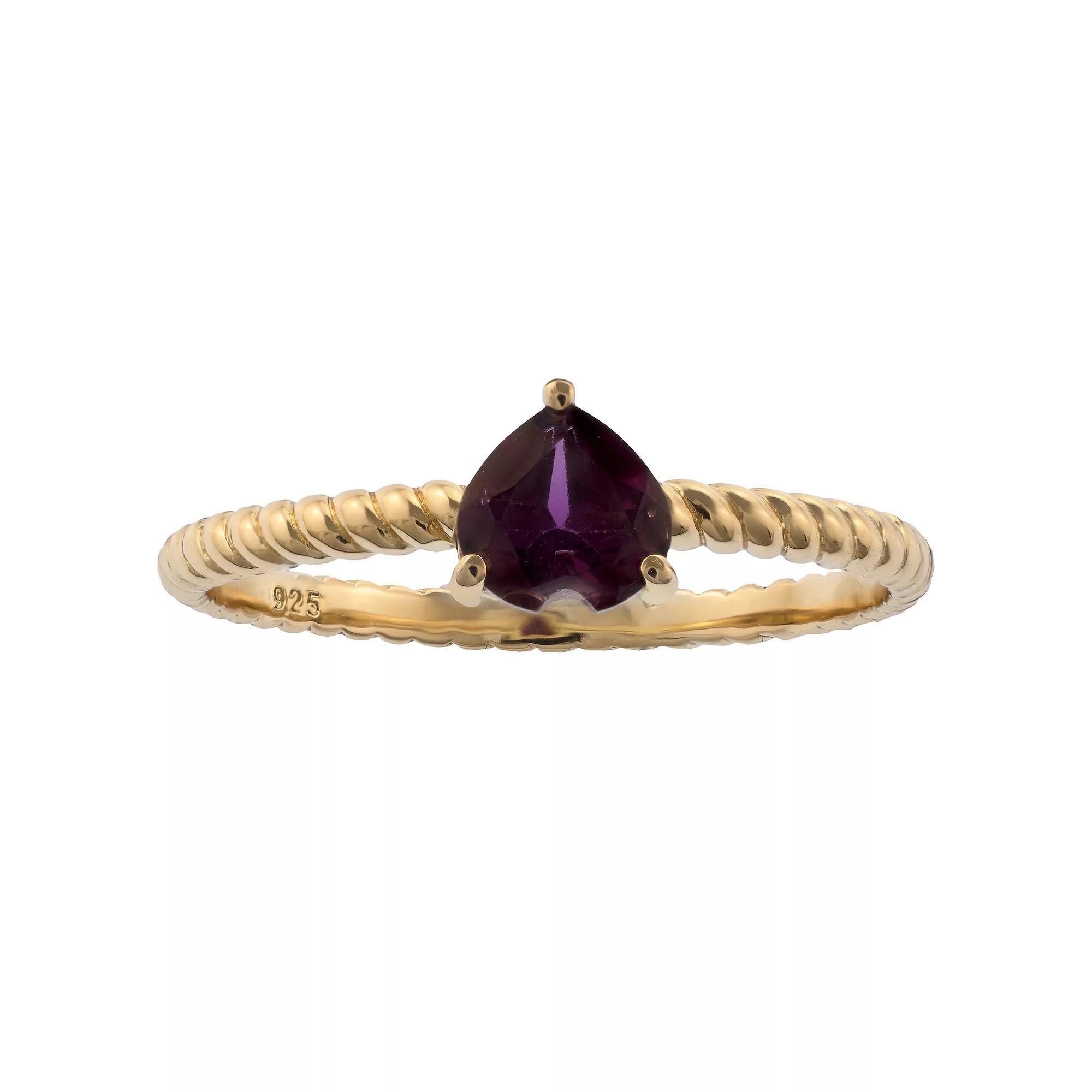 Gemistry 14k Gold Round Cut Garnet Ring, Women's, Size: 5 Product Image