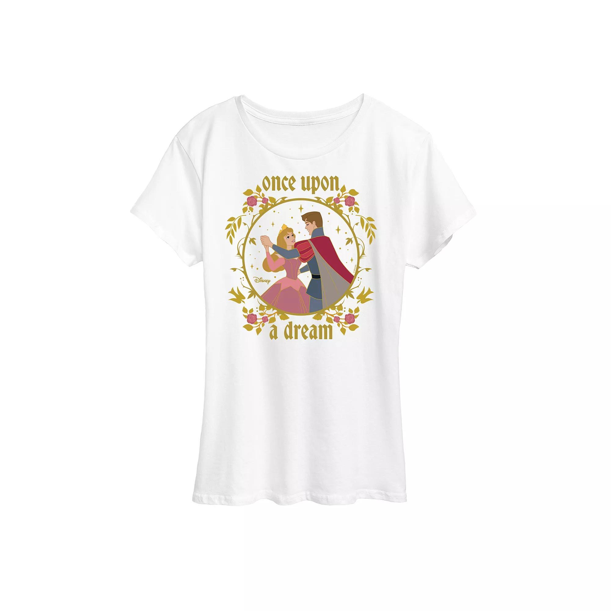 Disneys Sleeping Beauty Aurora & Prince Phillip Womens Once Upon A Dream Graphic Tee Heather Grey Product Image