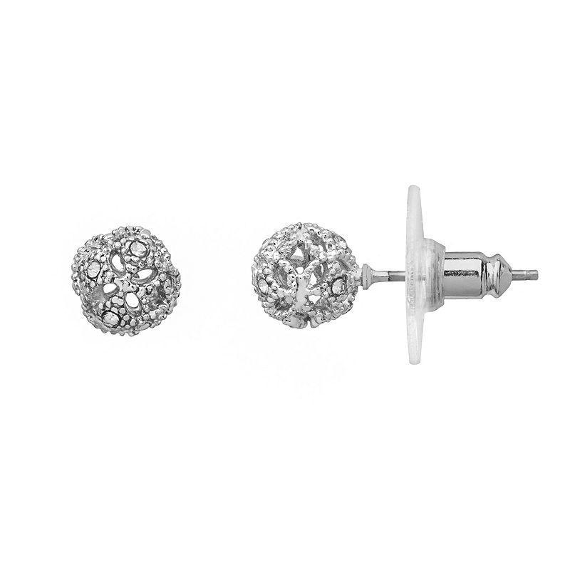 LC Lauren Conrad Openwork Ball Stud Earrings, Women's, Silver Tone Product Image