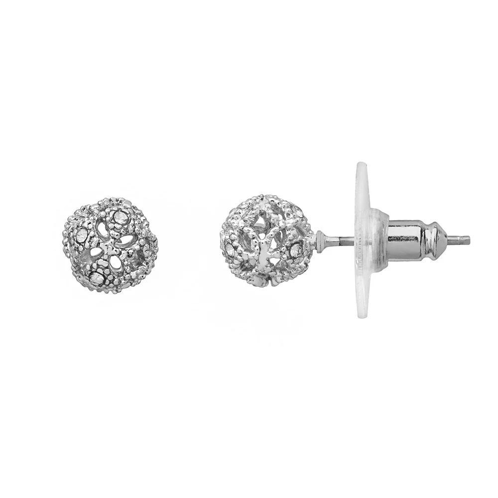 LC Lauren Conrad Openwork Ball Stud Earrings, Women's, Silver Tone Product Image