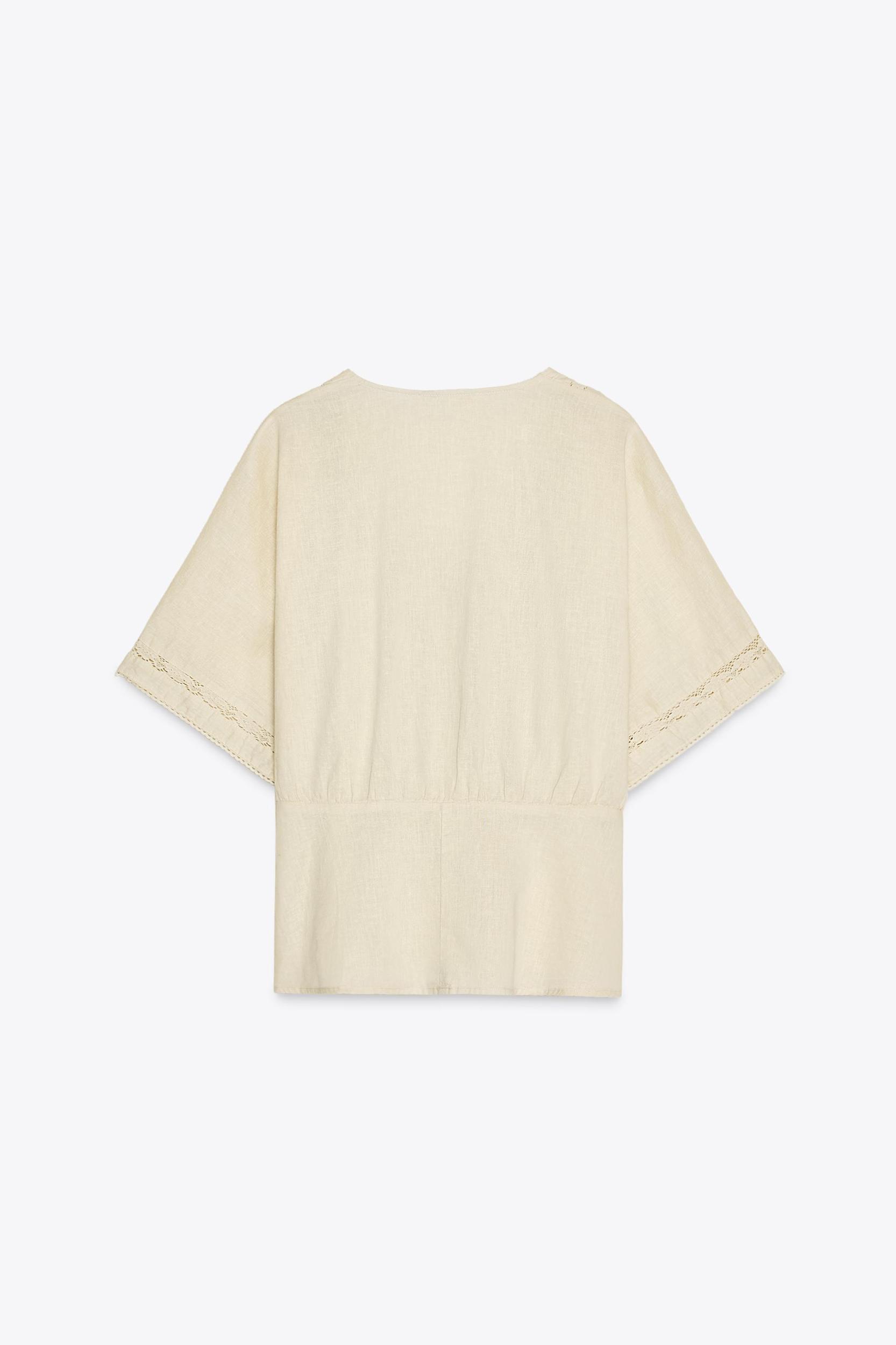 LINEN TOP WITH LACE DETAILS Product Image