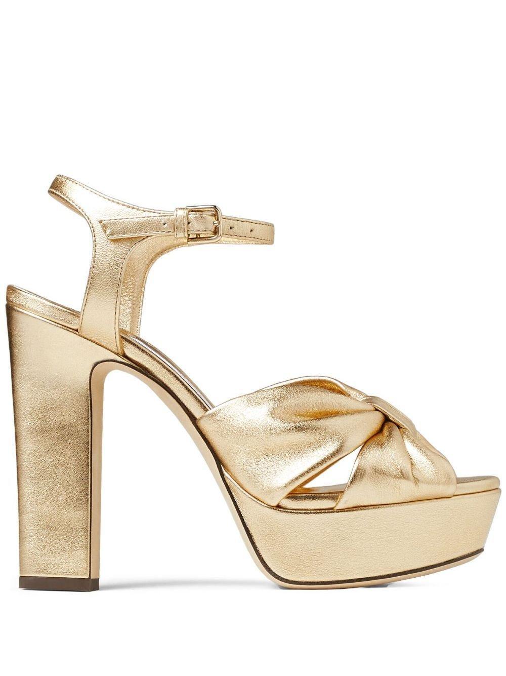 JIMMY CHOO Heloise Metallic Ankle-strap Platform Sandals In Silver Product Image