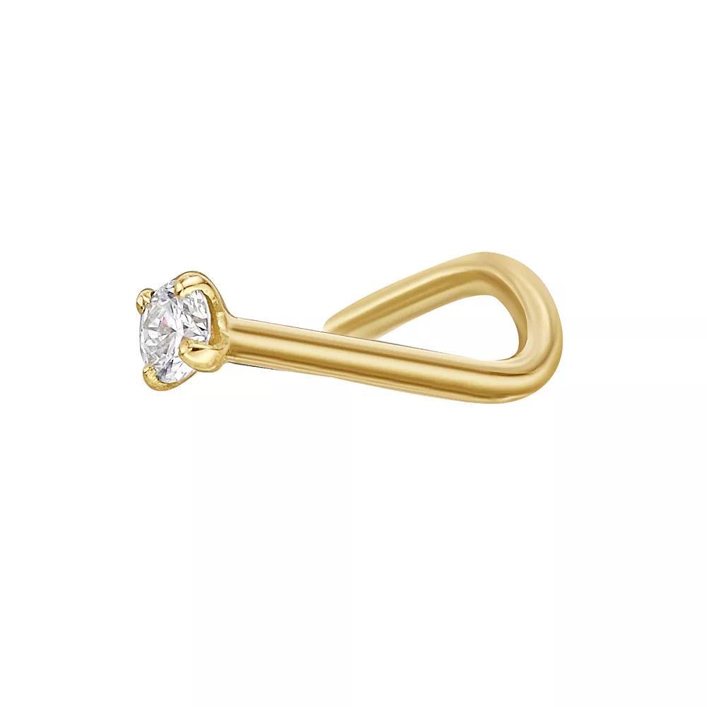 Lila Moon 14k Gold Diamond Accent 18 Gauge Curved Nose Ring Stud, Women's Product Image