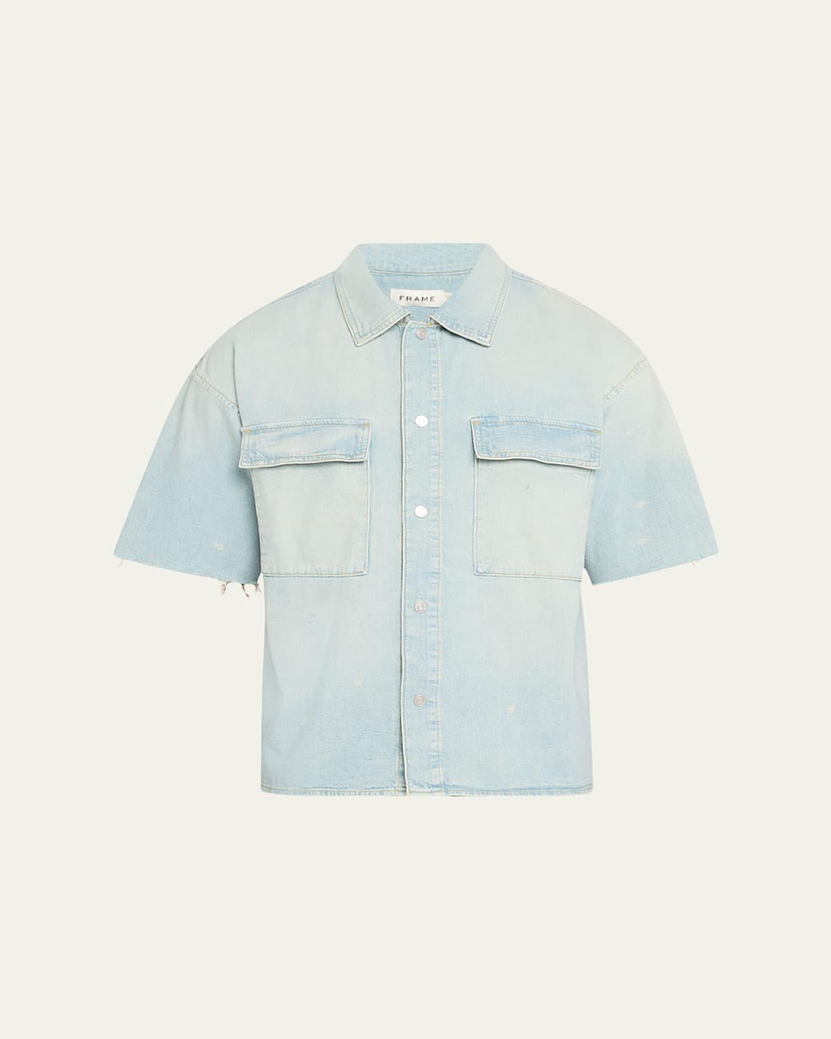 Mens Relaxed Denim Button-Down Shirt Product Image