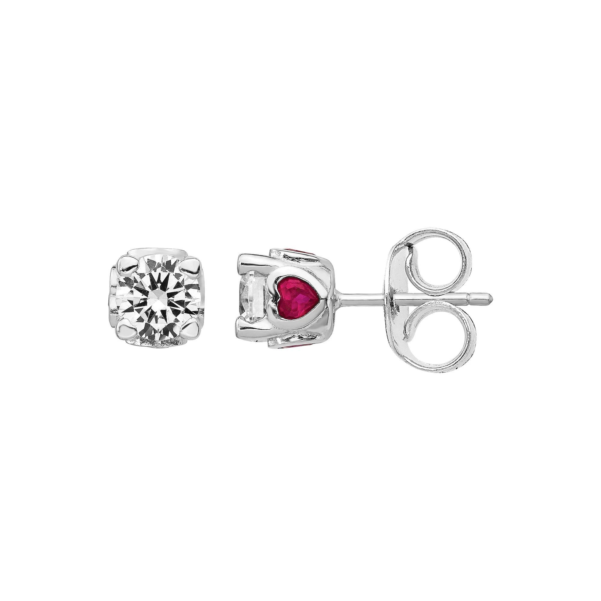 Sophie Miller Cheryl M Sterling Silver Lab-Created Ruby & Cubic Zirconia Teardrop Earrings, Womens Product Image