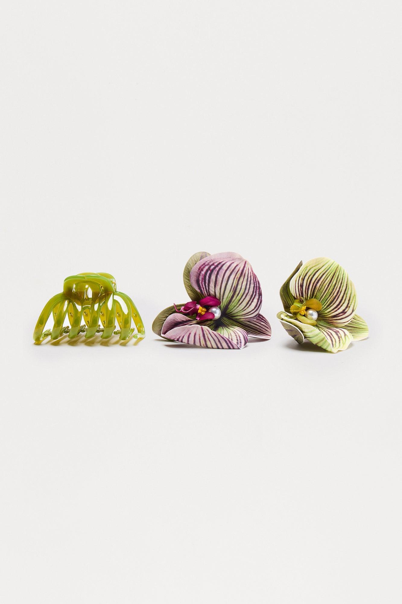 Hawaiian Sunsets 3 Piece Hair Set - Green/combo Product Image