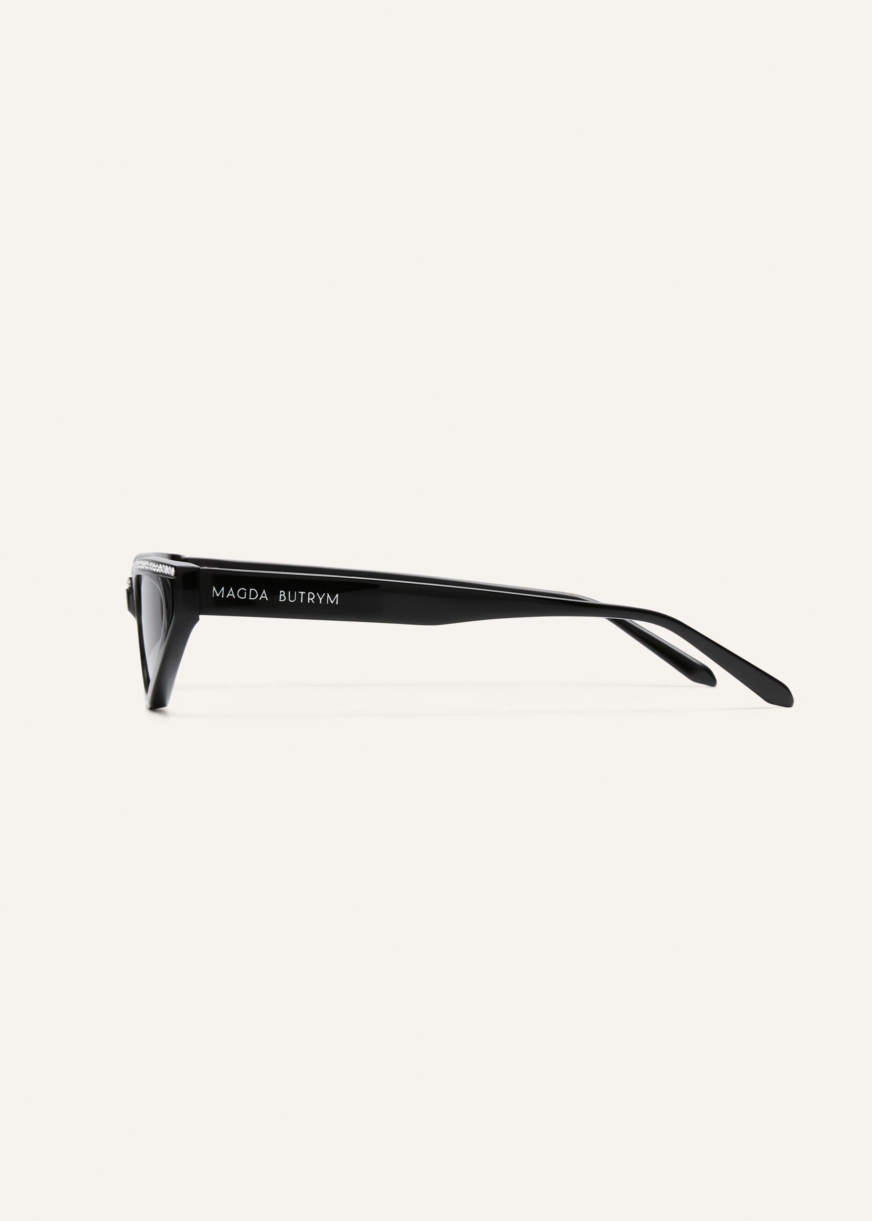 Pointed cat-eye sunglasses in black crystals Product Image