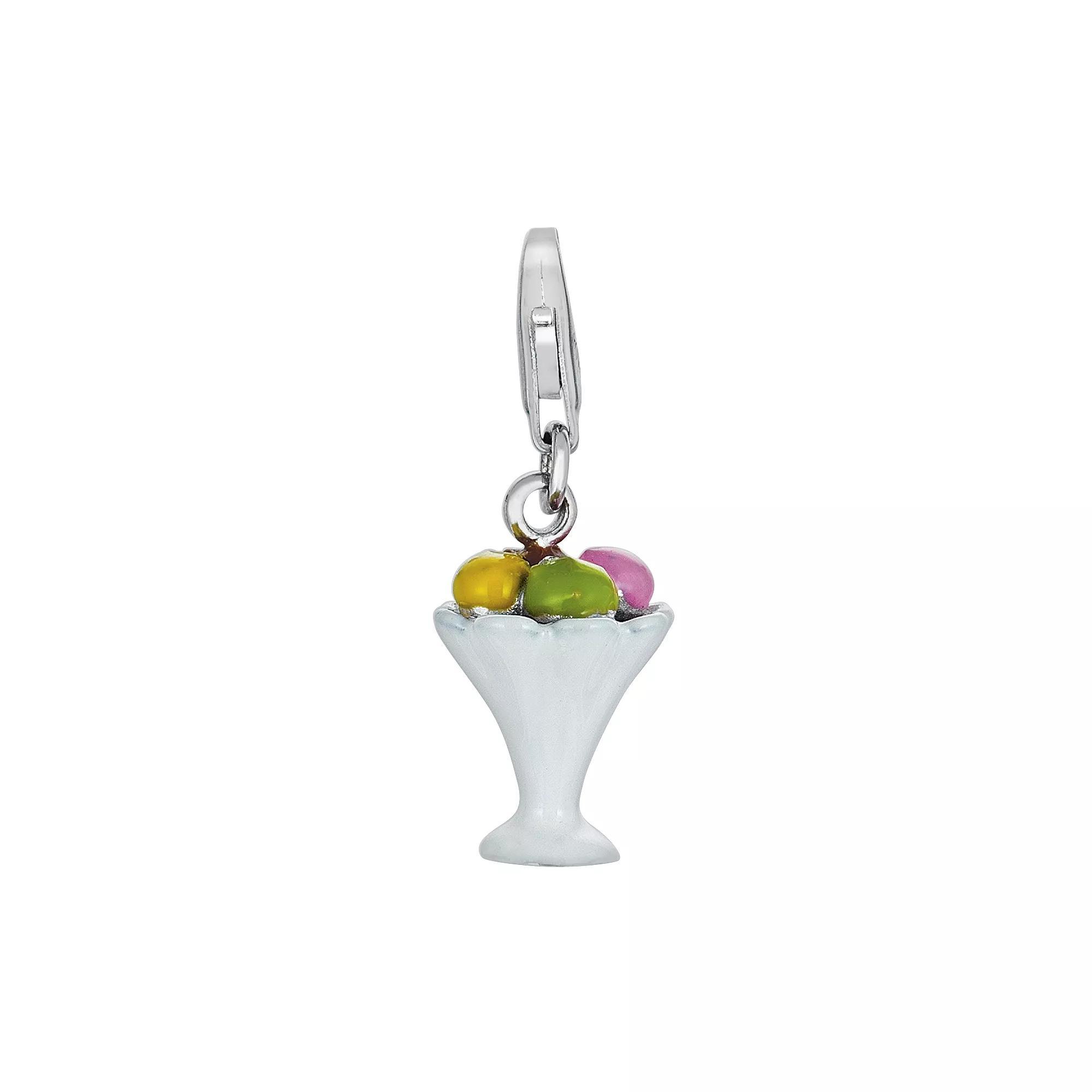 Sterling Silver Ice Cream Sundae Charm, Womens Product Image