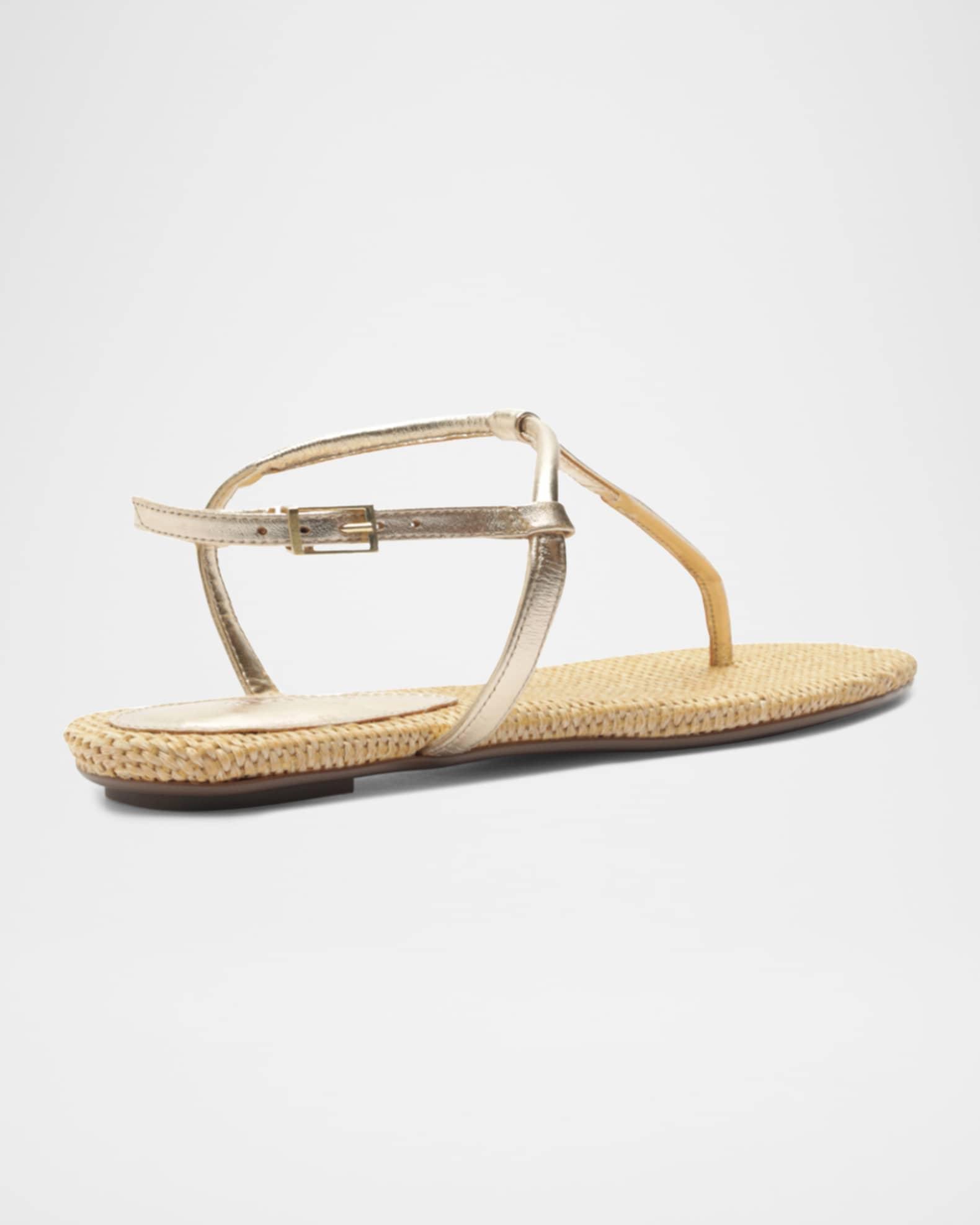 Elsha Metallic T-Strap Flat Sandals Product Image