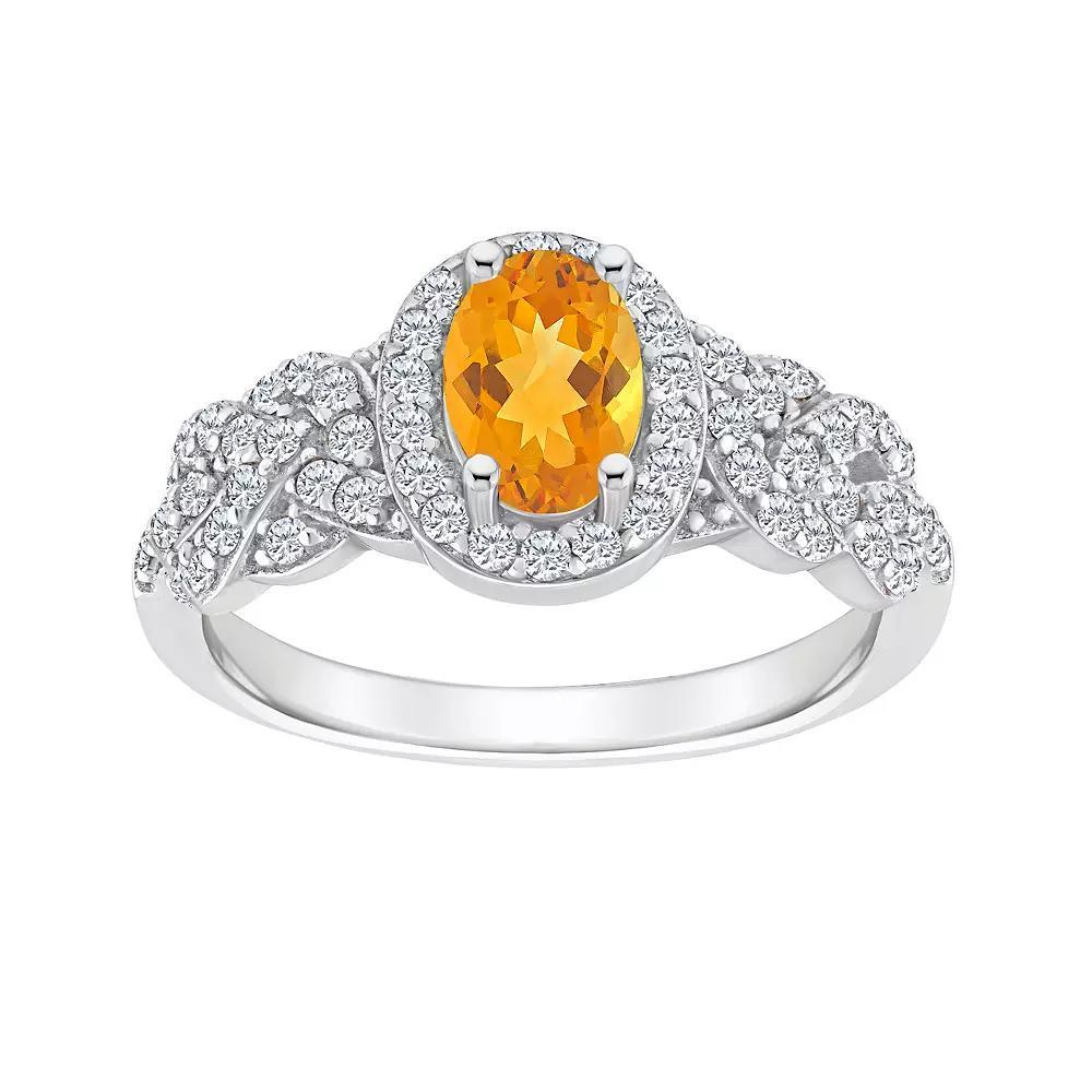 Celebration Gems Sterling Silver Citrine & White Topaz Accent Ring, Women's, Size: 8 Product Image
