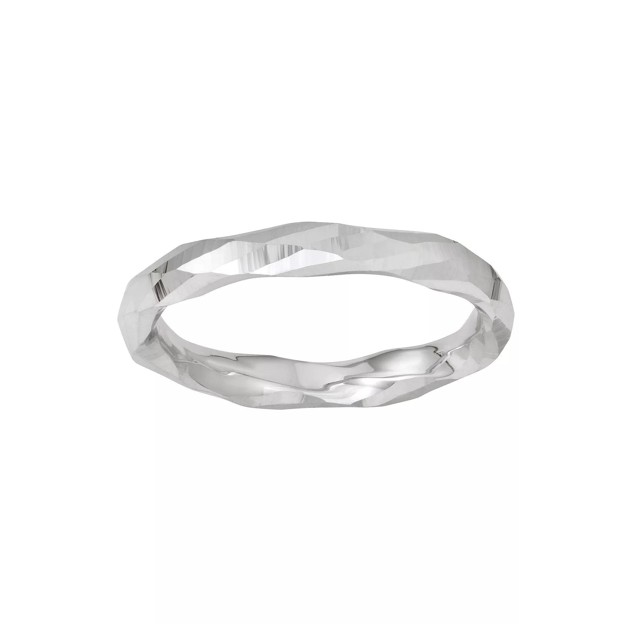 10k White Gold Faceted Ring, Womens 10k Gold Product Image
