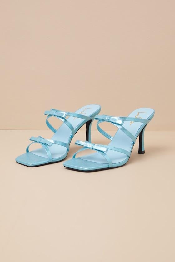 Pascaline Turquoise High Heel Slide Sandals Product Image