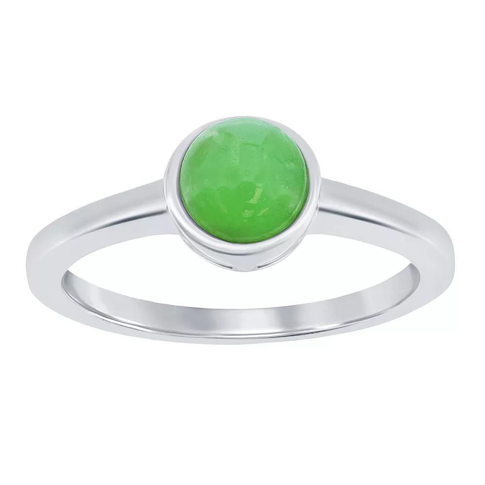 Sterling Silver Genuine Jade Solitaire Ring, Women's, Size: 6 Product Image