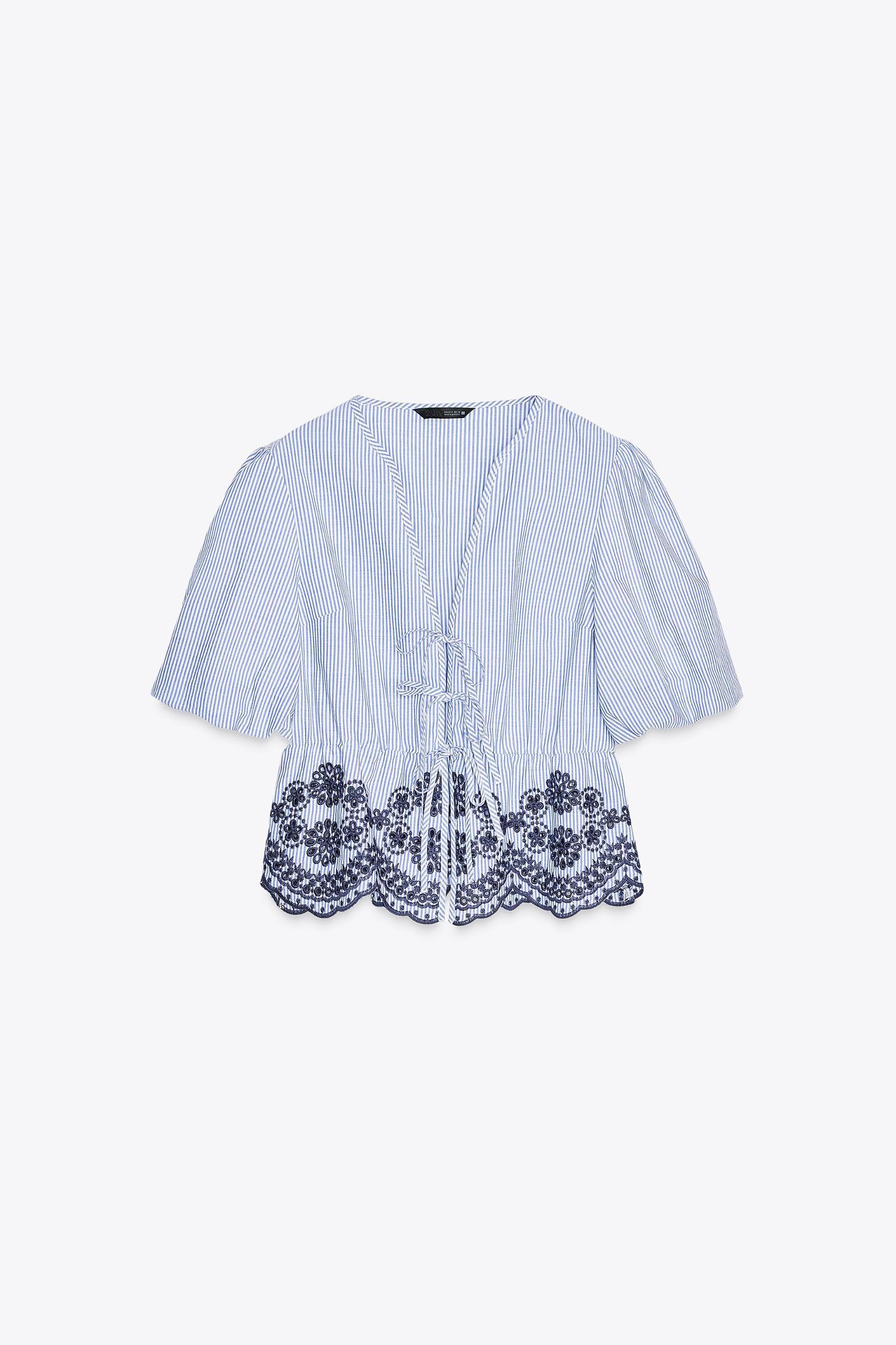 STRIPED EMBROIDERED TOP Product Image