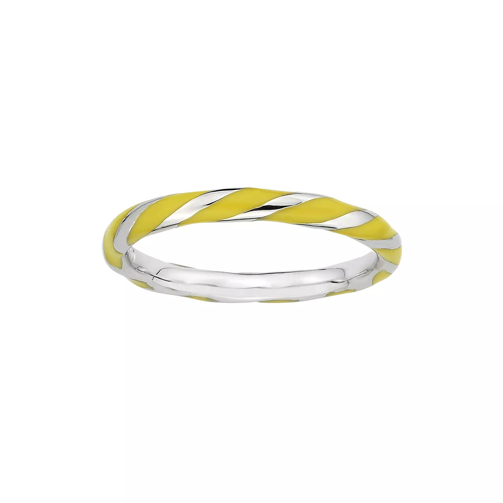 Stacks & Stones Sterling Silver Yellow Enamel Twist Stack Ring, Women's, Size: 10 Product Image