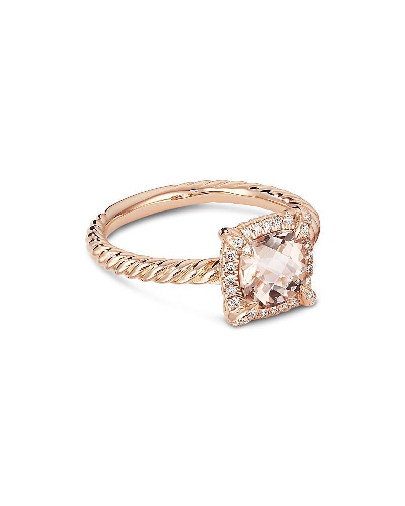 David Yurman Petite Chatelaine Pave Bezel Ring in 18K Rose Gold with Morganite Product Image