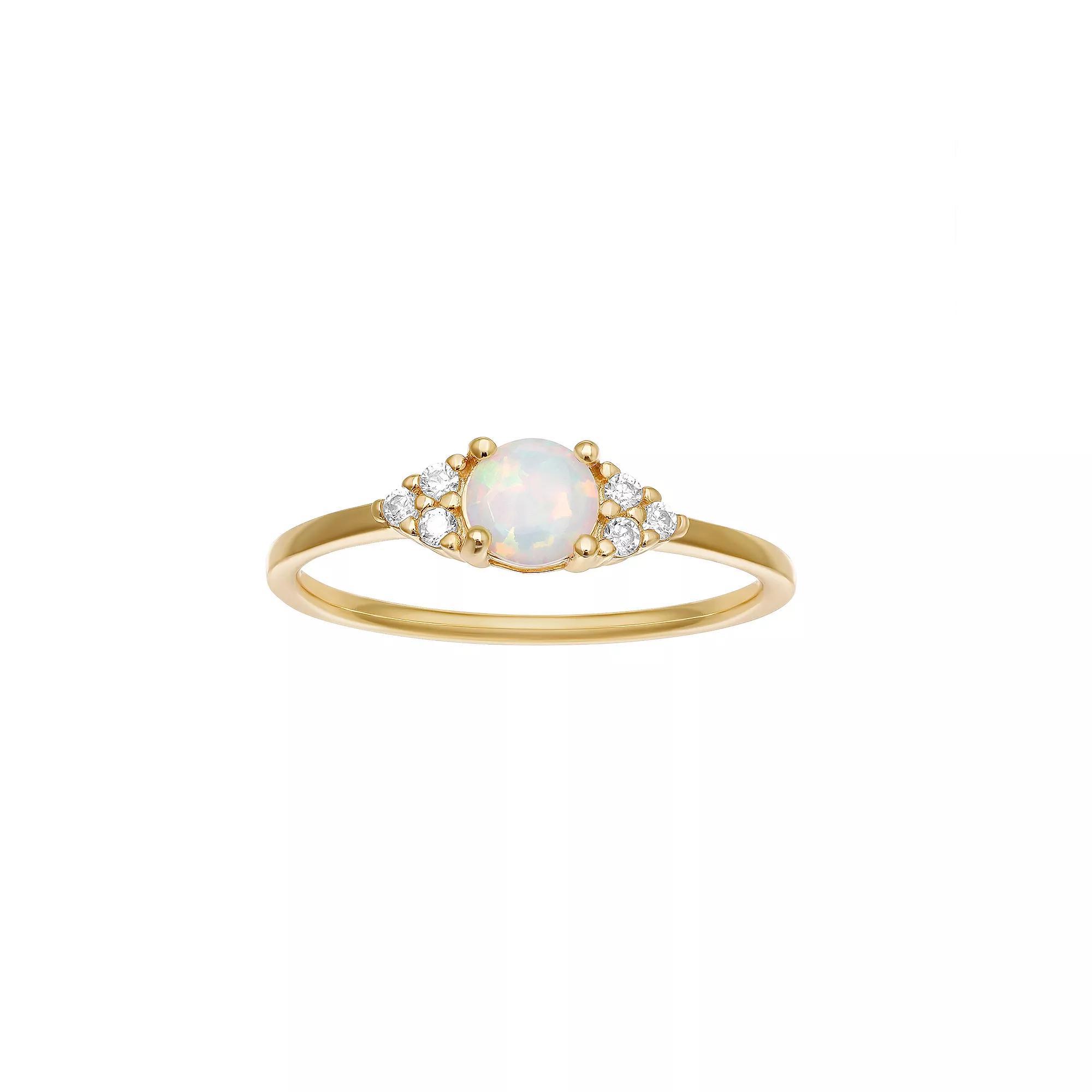 PRIMROSE Sterling Silver White Opal & Cubic Zirconia Cluster Ring, Women's, Size: 9, Gold Over Sterling Product Image