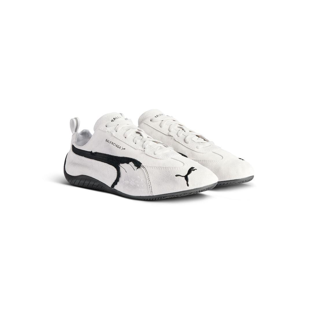 Speedcat Suede Balenciaga in White/black Product Image
