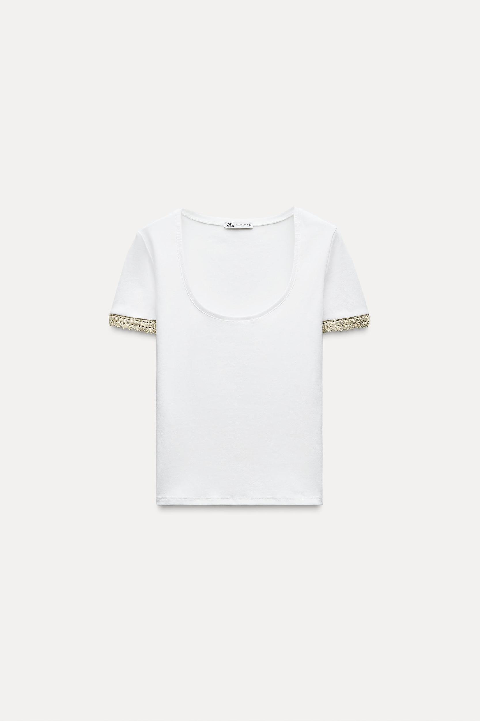 RHINESTONE TRIM T-SHIRT Product Image