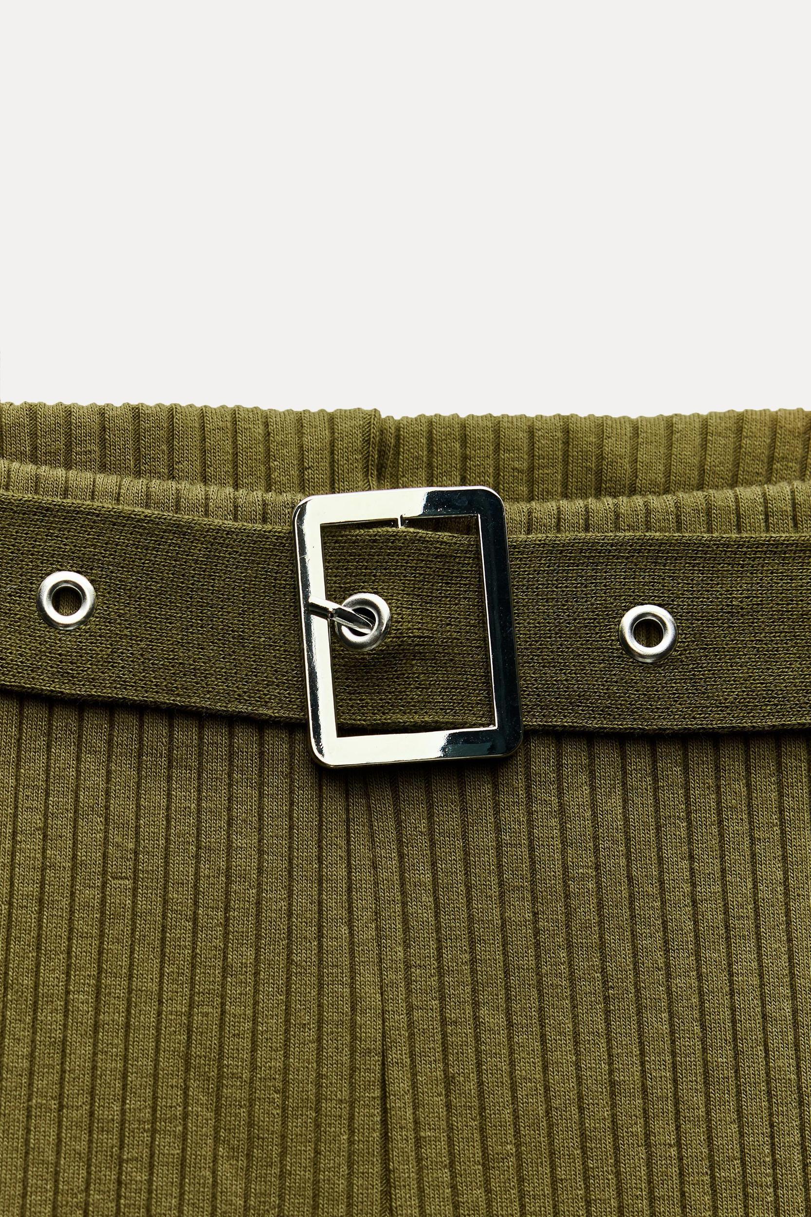 FLARED RIB PANTS WITH BELT Product Image