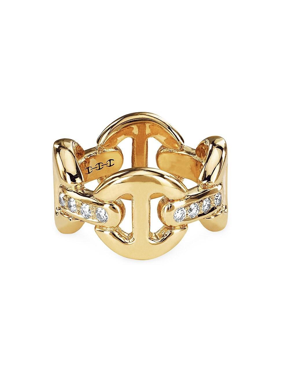 Womens Dame 18K Yellow Gold & 0.57 TCW Diamond Quad-Link Ring Product Image