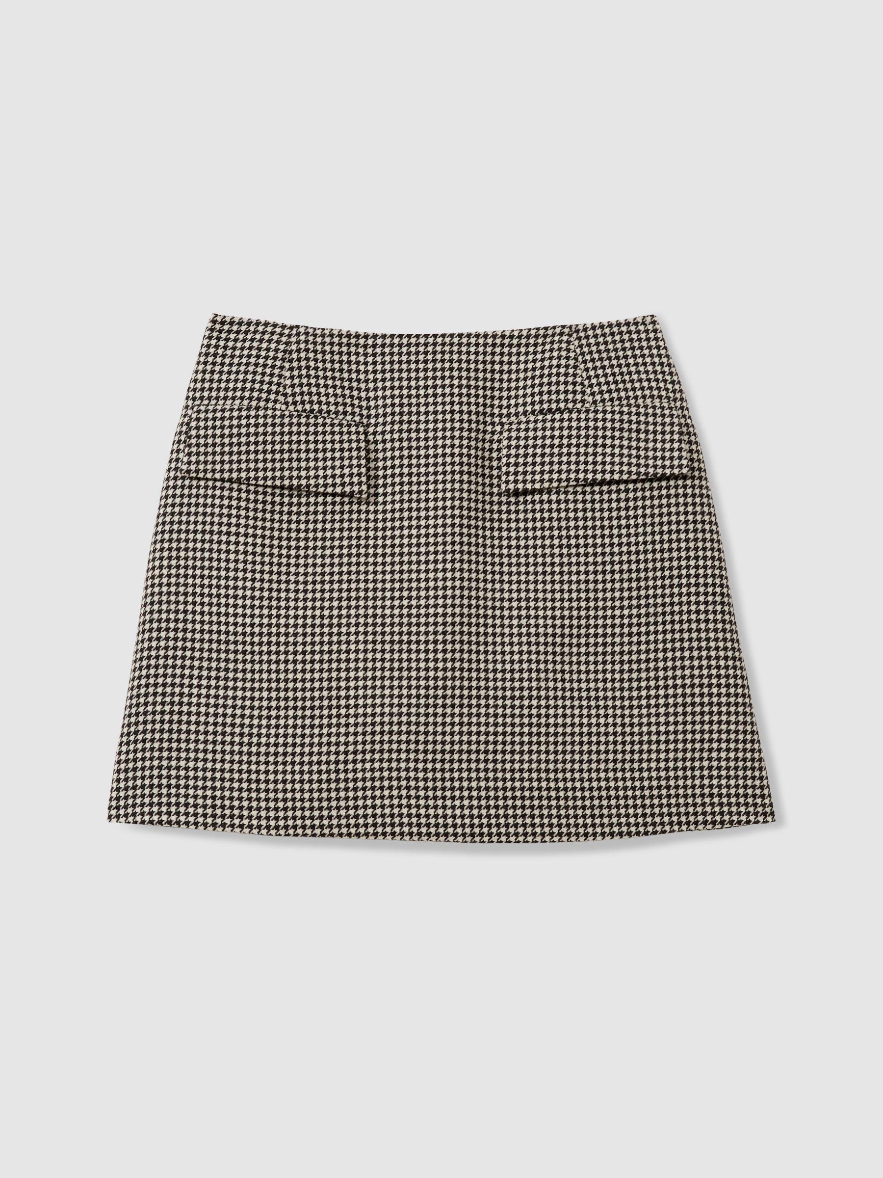 Minnie Black/White Wool Dogtooth Mini Skirt Product Image