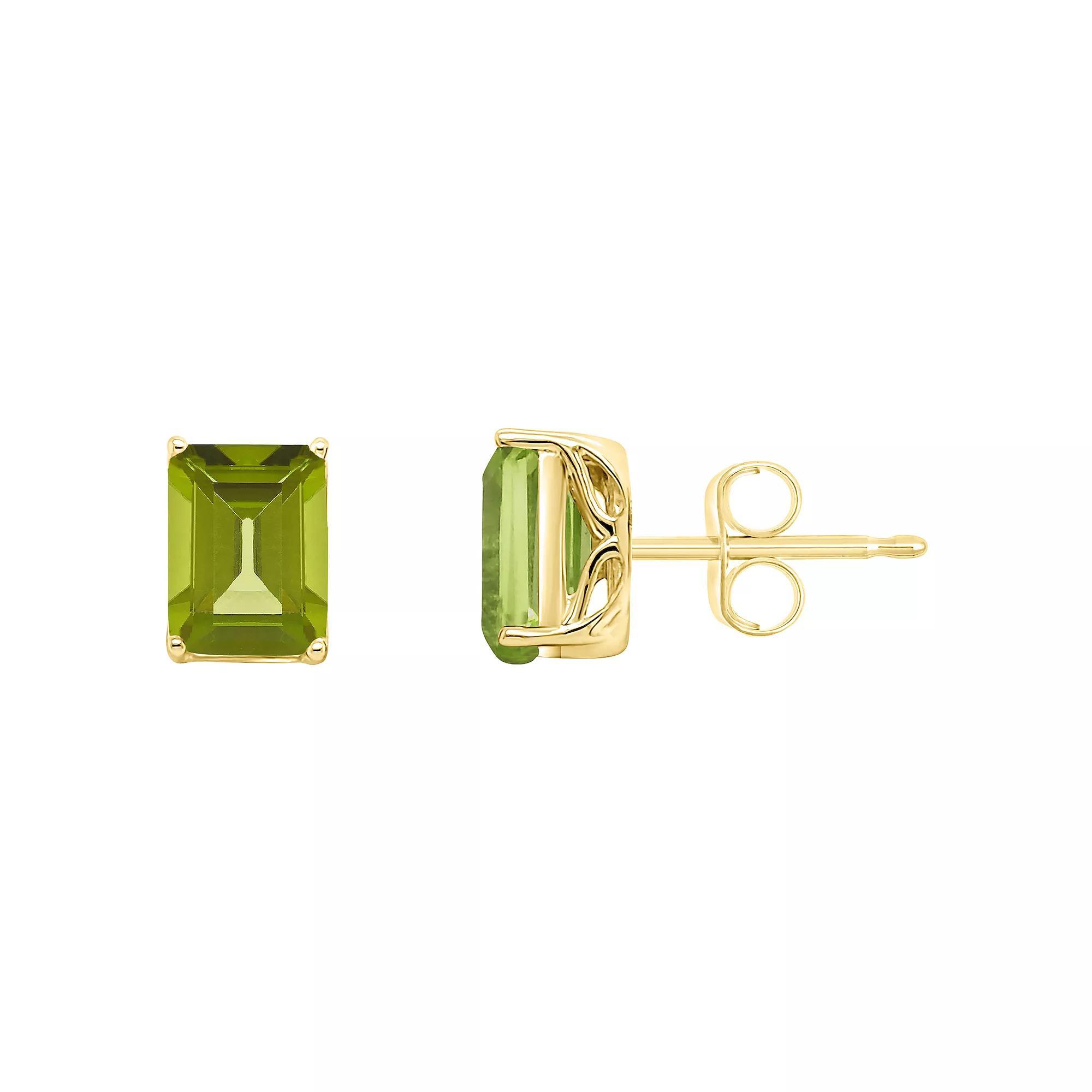 Alyson Layne 14k Gold Emerald Cut Peridot Stud Earrings, Women's, 14k White Gold Product Image