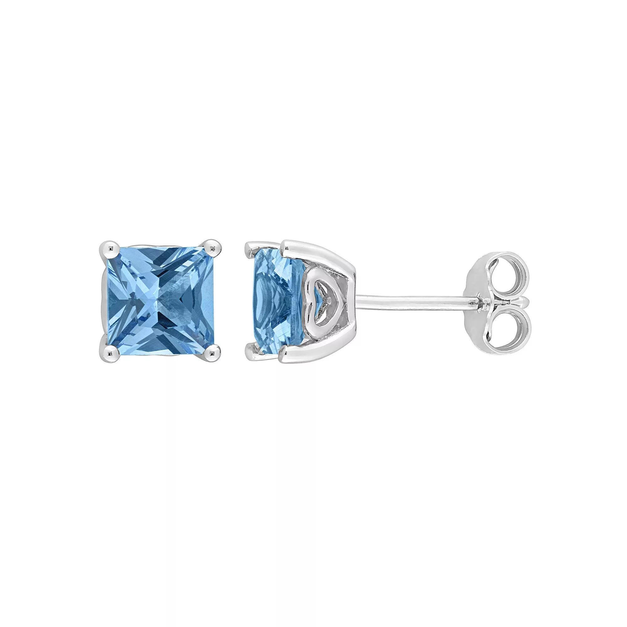 Stella Grace Sterling Silver & Gemstone Stud Earrings, Womens, Created Blue Spinel Product Image