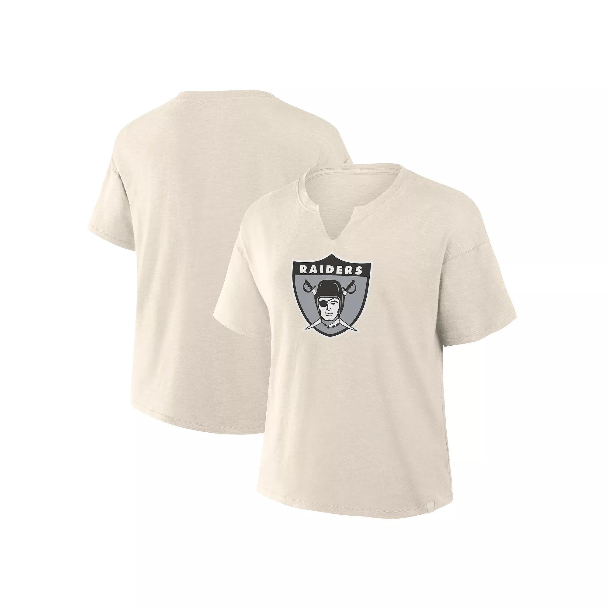 Women's Fanatics Cream Las Vegas Raiders Slub V-Neck T-Shirt, Size: Medium, Lvr Beige Product Image