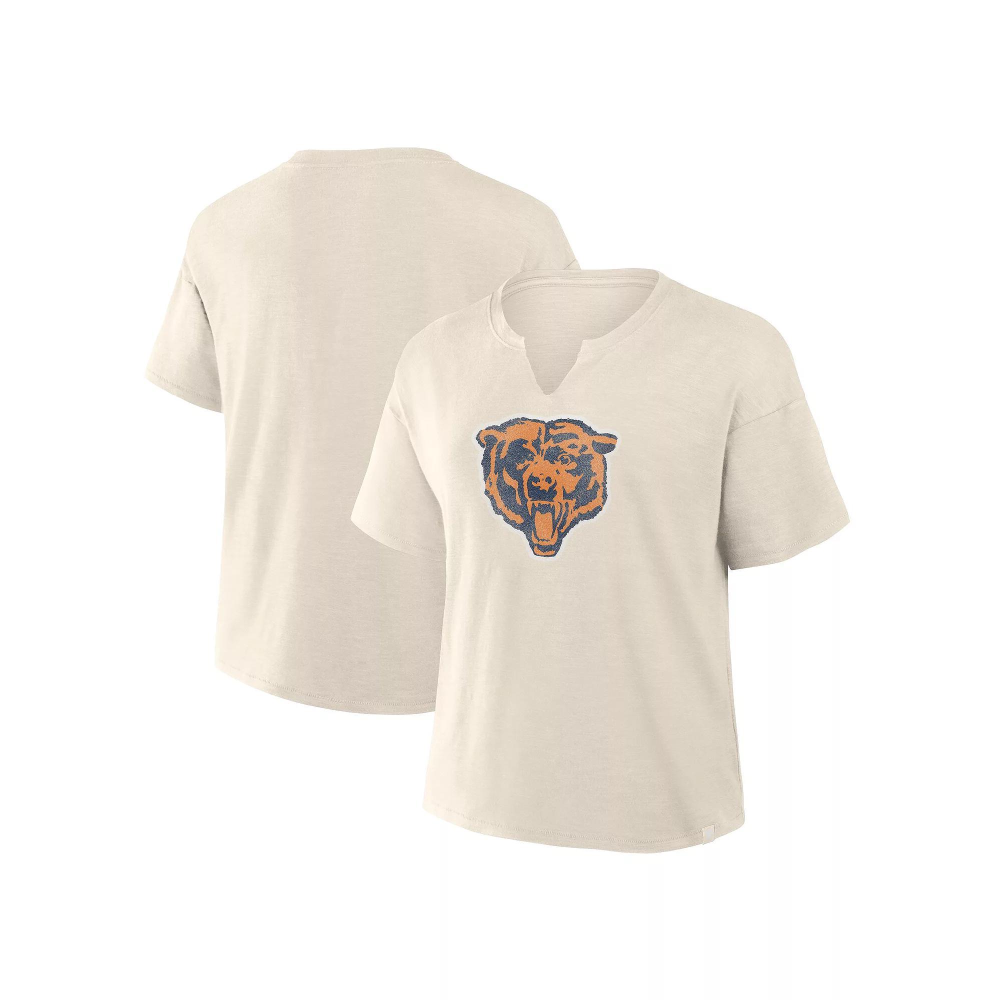 Women's Fanatics Cream Chicago Bears Slub V-Neck T-Shirt, Size: Small, Beige Product Image