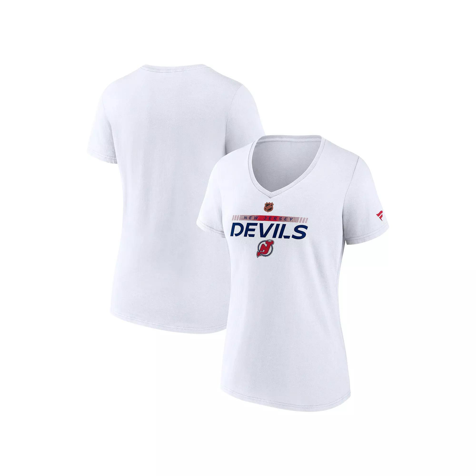 Women's Fanatics  White New Jersey Devils Special Edition V-Neck T-Shirt, Size: Medium, Nhl White Product Image