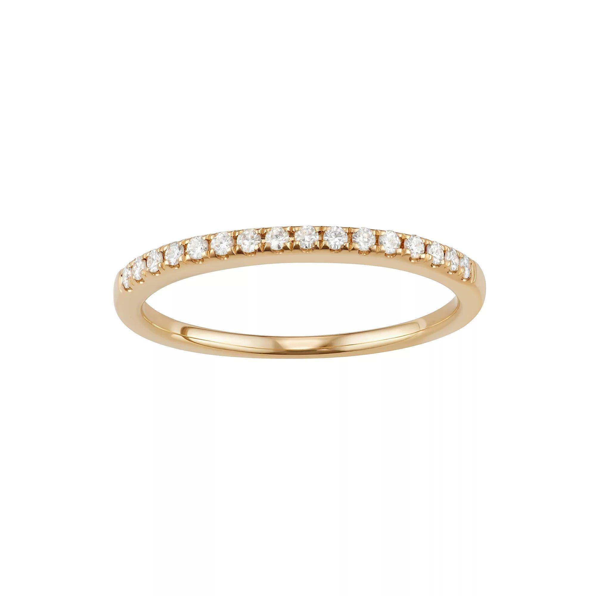 14K Gold 1/6 Carat T.W. Lab-Created Moissanite Wedding Band, Women's, Size: 7, Yellow Product Image