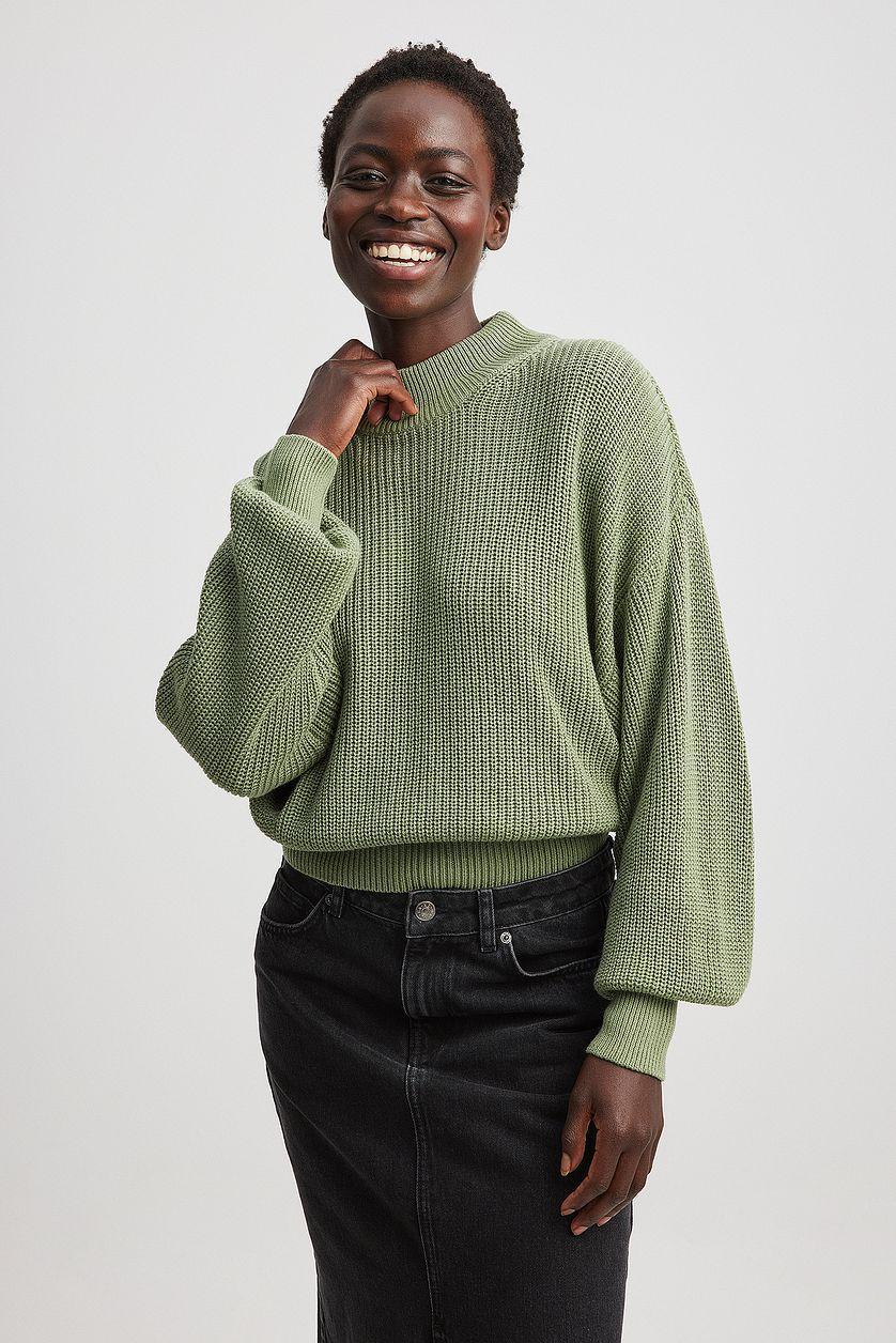 Volume Sleeve High Neck Knitted Sweater Product Image