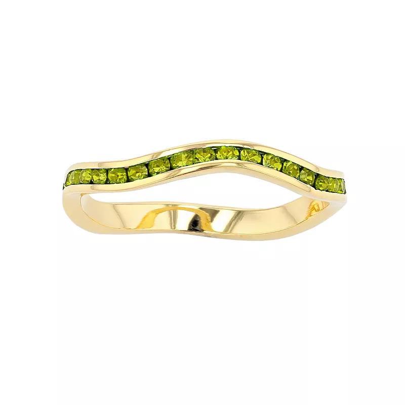 Traditions Jewelry Company 18k Gold Over Silver Birthstone Crystal Wave Ring, Women's, Size: 5, Gold Over Sterling Aug Product Image