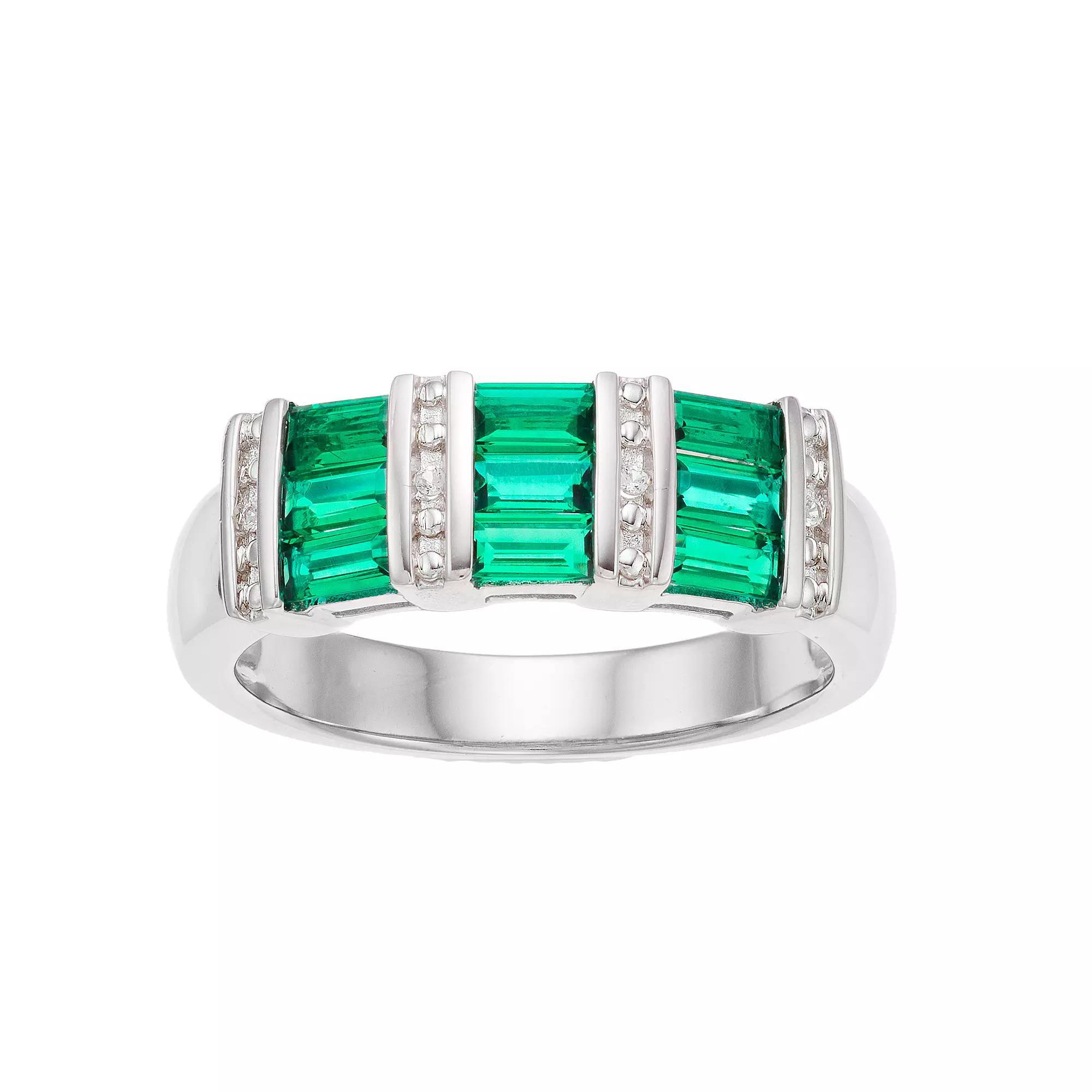 Sterling Silver Rectangle Gemstone Ring, Women's, Size: 7, Silvertone Product Image
