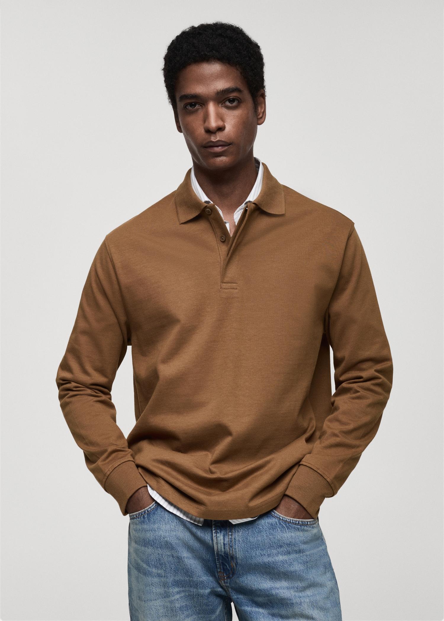 100% cotton polo sweatshirt - Men | MANGO USA Product Image