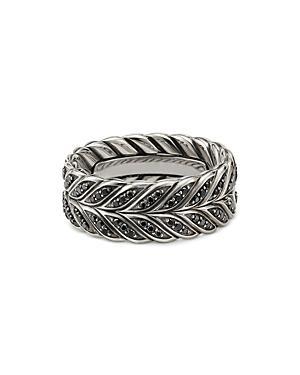 Mens Chevron Pav Band Ring in Sterling Silver Product Image