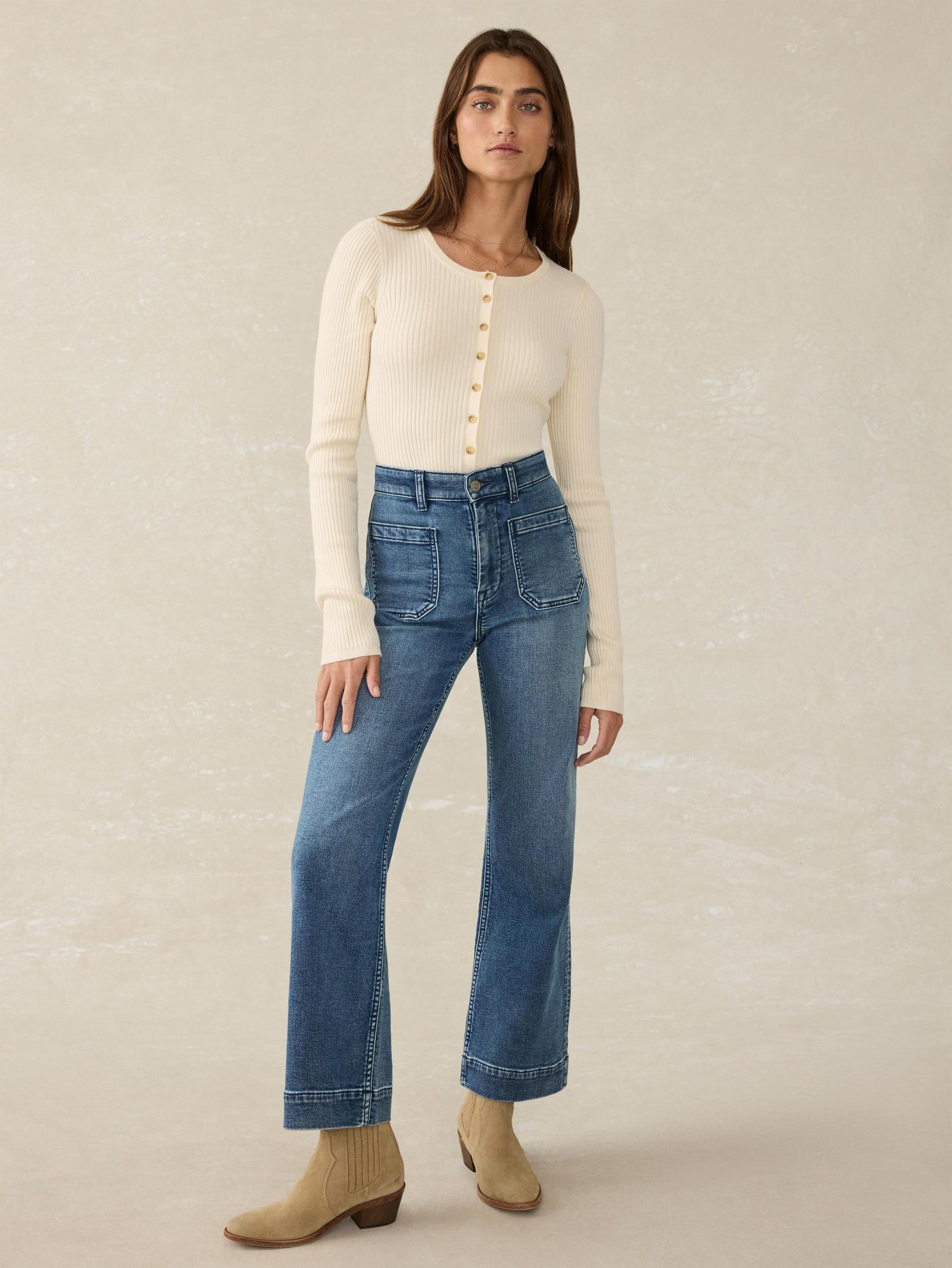 Stretch Cotton Cashmere Rib Cardigan - Whipped Cream Female Product Image