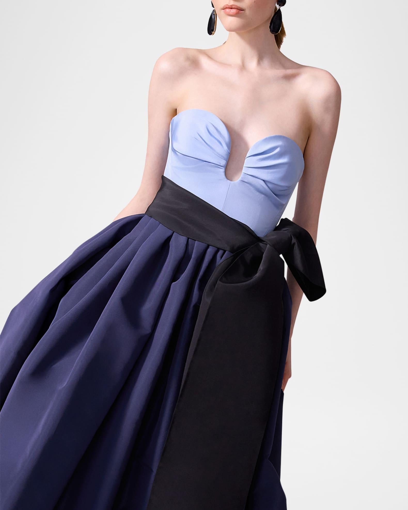 Strapless Colorblock Bow Ball Gown Product Image