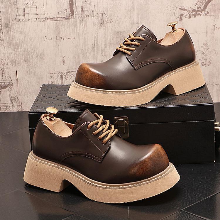 Platform Plain Lace-Up Dress Shoes Product Image