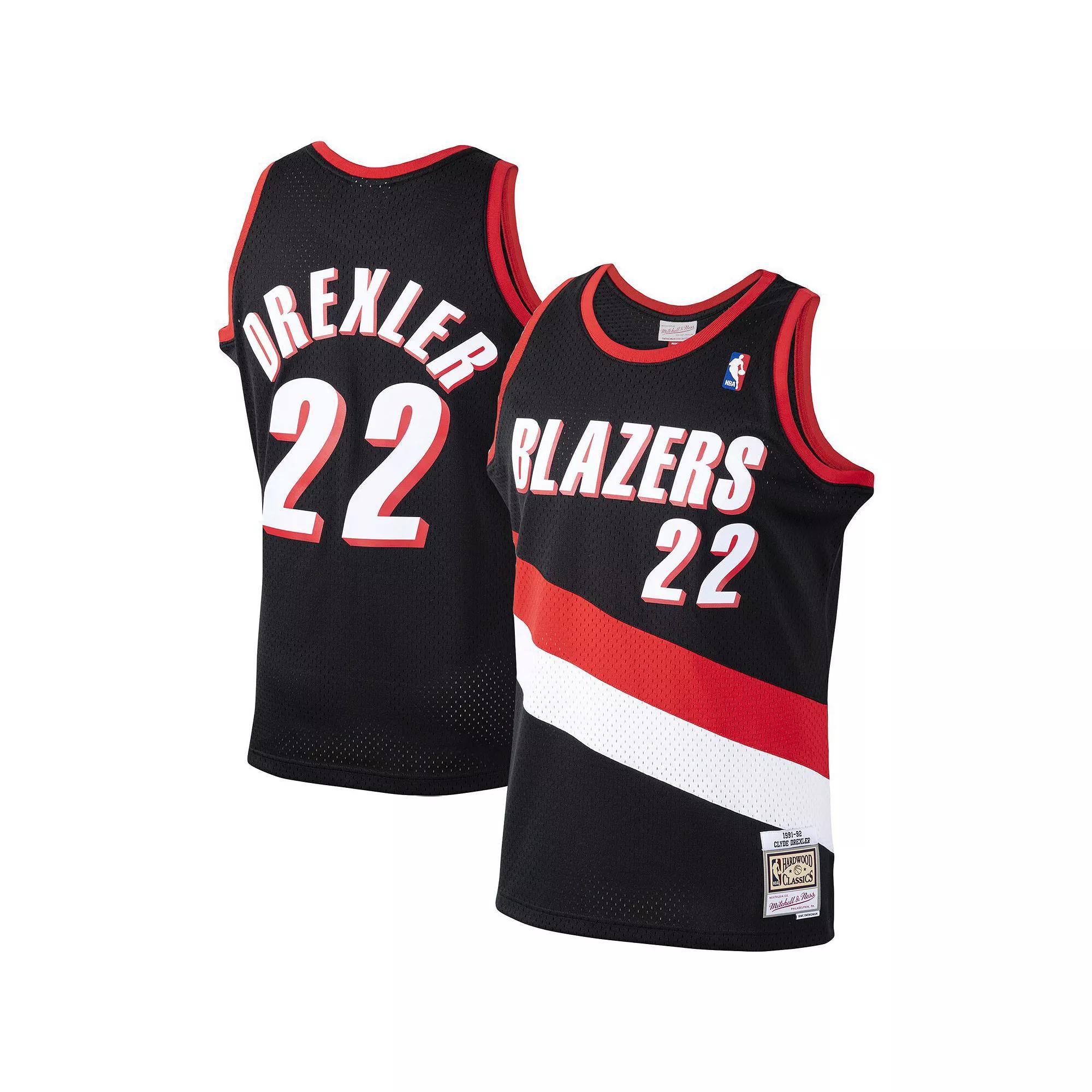 Men's Mitchell & Ness Clyde Drexler Black Portland Trail Blazers Hardwood Classics Swingman Jersey, Size: Small Product Image