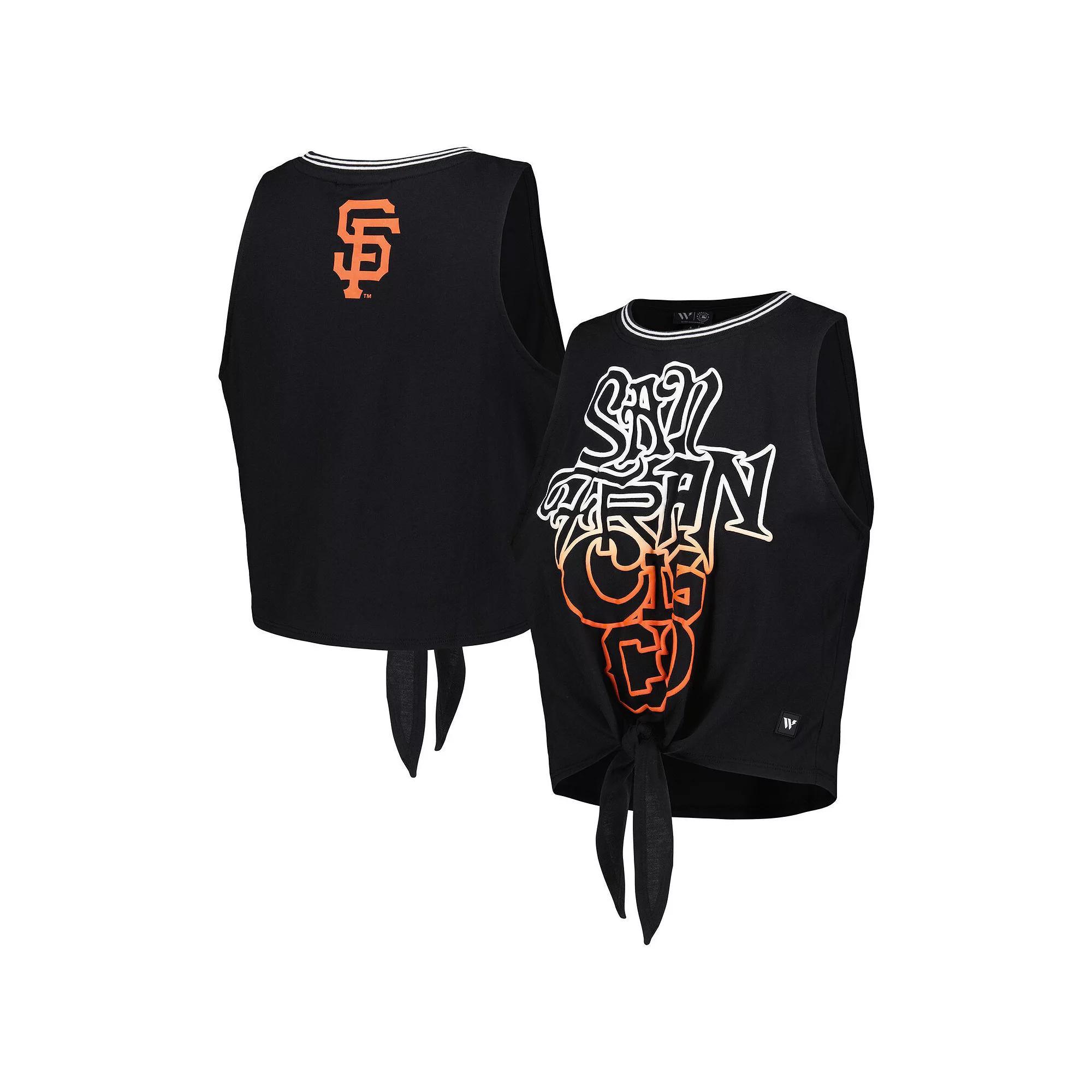 Women's The Wild Collective Black San Francisco Giants Twisted Tie Front Tank Top, Size: XS Product Image