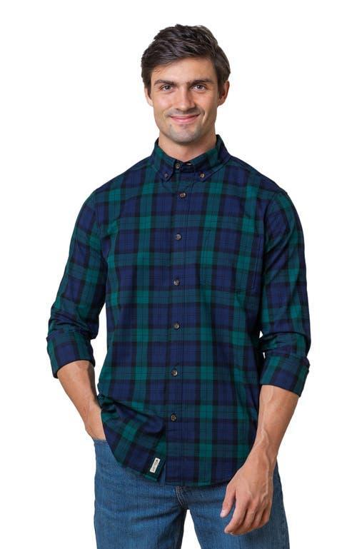 Hope & Henry Men's Organic Stretch Poplin Shirt in Black Watch Tartan at Nordstrom, Size X-Large Product Image