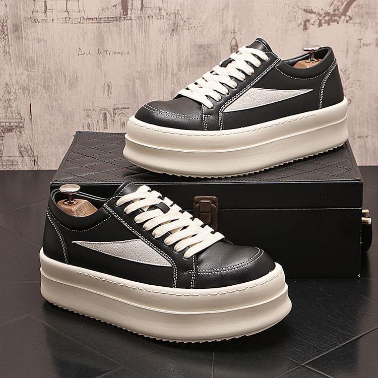 Contrast Stitched Lace-Up Shoes Product Image