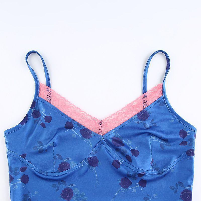 Lace Trim Floral Cropped Camisole Top Product Image
