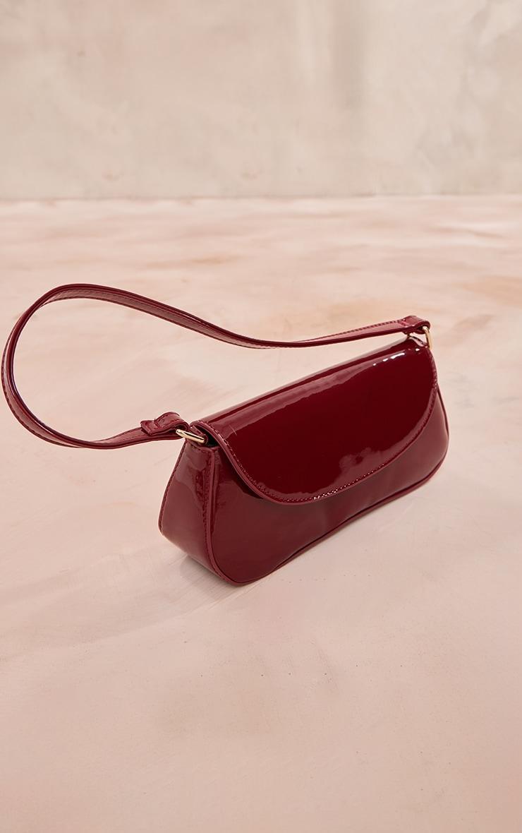 Burgundy Patent Slim Curved Shoulder Bag Product Image