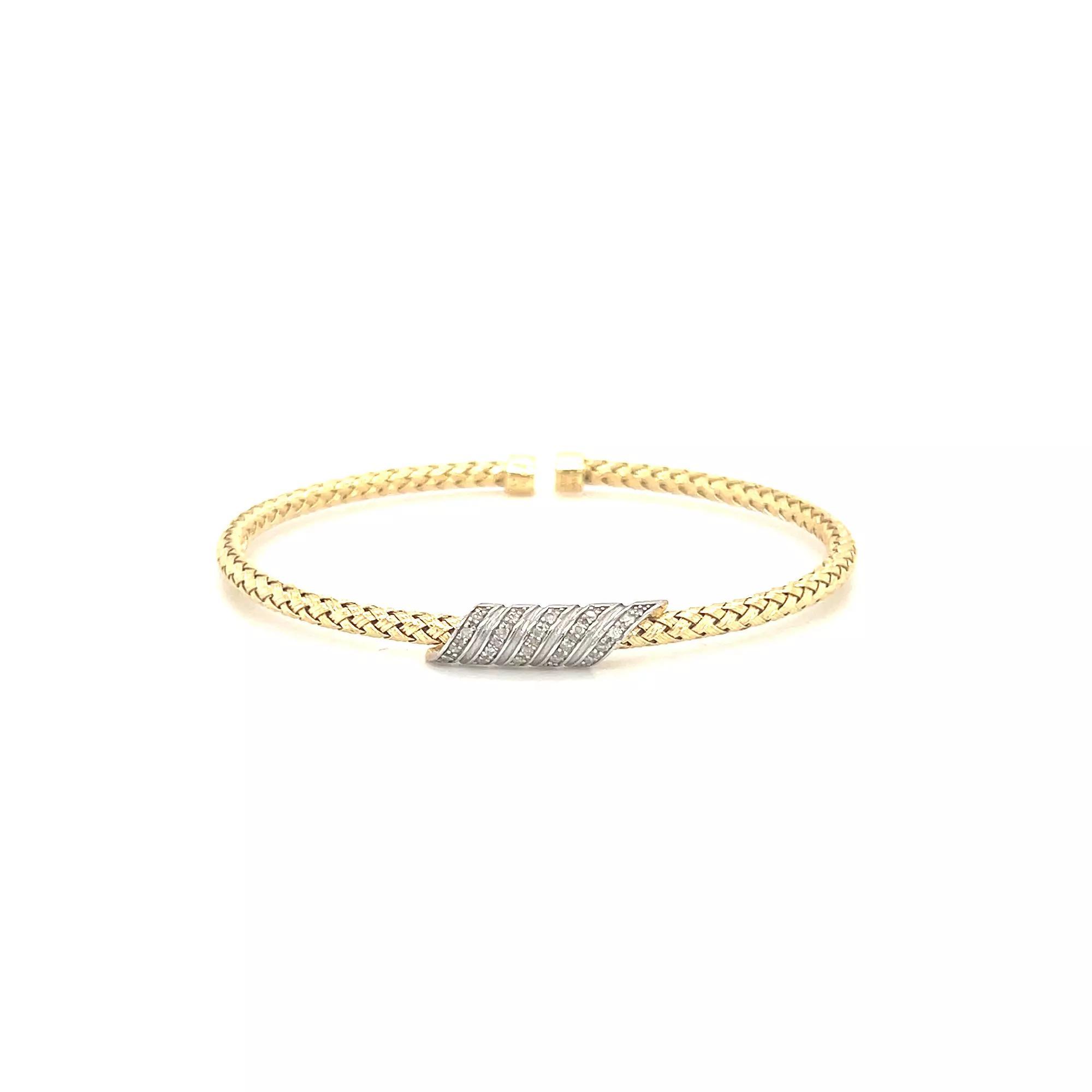 Meshmerise 1/6 Carat T.W. Diamond Wrapped Accent Cuff Bracelet, Women's, Size: 7", Gold Tone Product Image