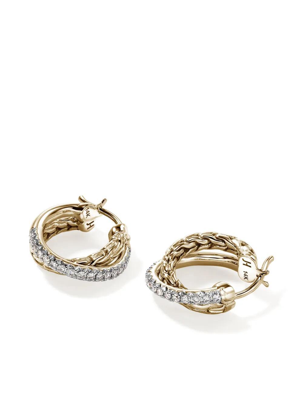 JOHN HARDY 14kt Yellow Gold Jh Essential Crossover Diamond Hoop Earrings In Silver/gold Product Image
